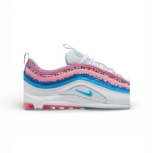 Nike Youth Air Max 97 White Pink and Blue Sneakers